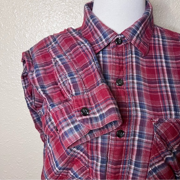 Converse One Star Men’s Plaid Long Sleeve Collar Button Down Shirt - Picture 3 of 4